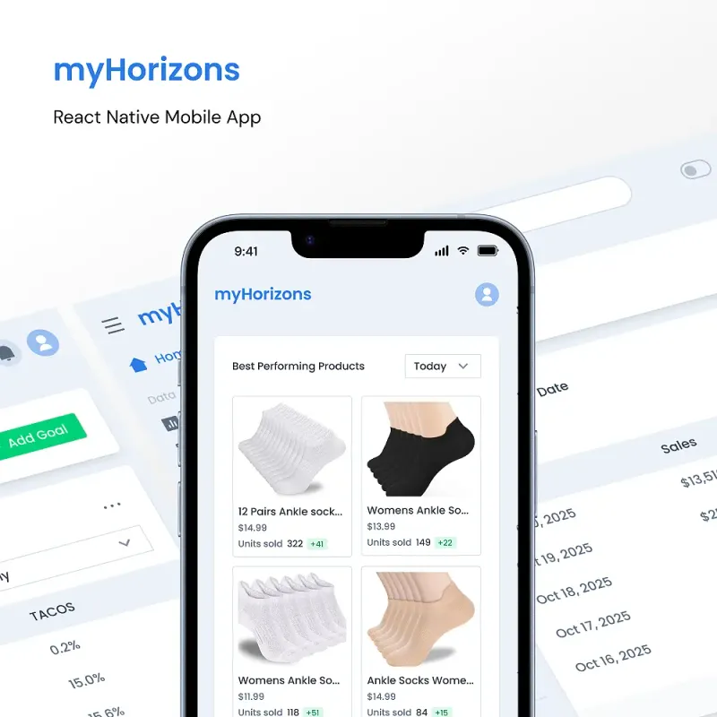 myHorizons mobile app — Front-End project built with React Native and JavaScript